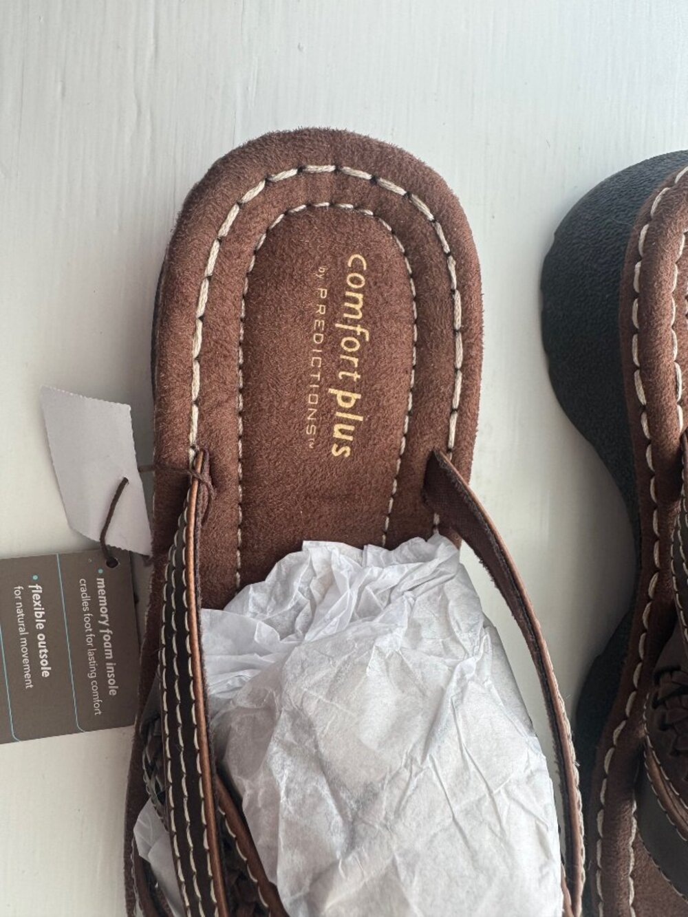 Comfort Plus by Predictions Brown Slip On Sandals Size 9W New in Box P5 - Picture 7 of 13
